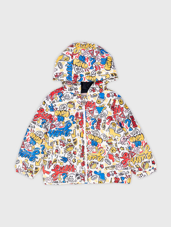 Padded jacket with multicolour print - 0