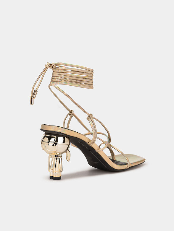 IKON HEEL gold sandals with accent heel  - 4