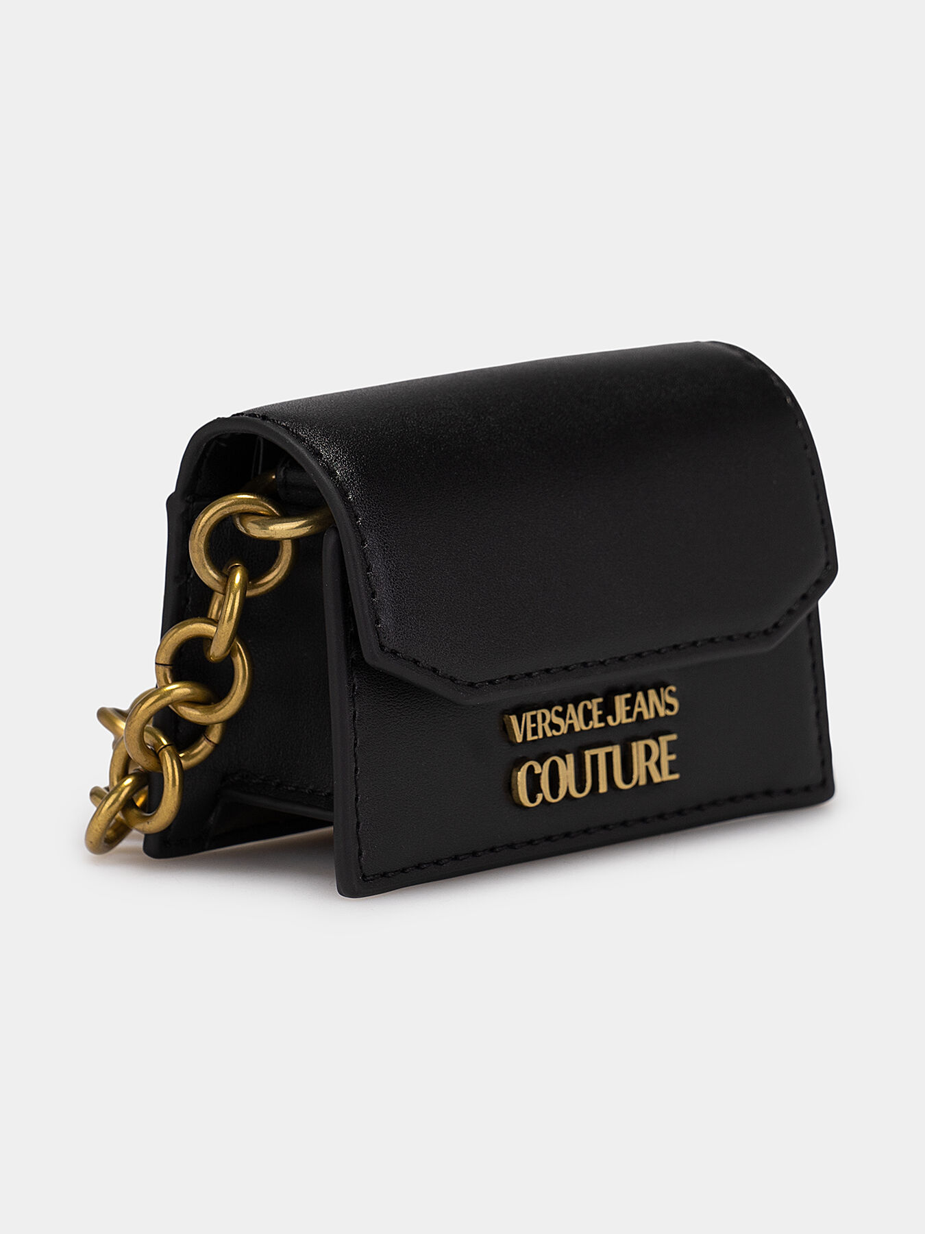 VERSACE JEANS★Couture Black ファスナーカード ホルダー Black small bag with logo details brand VERSACE JEANS