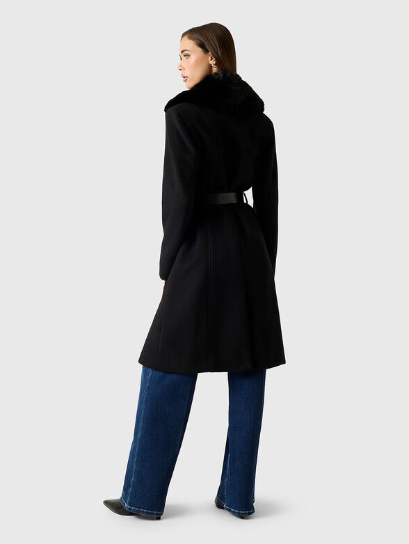 PATRICE black wool blend coat with belt - 2