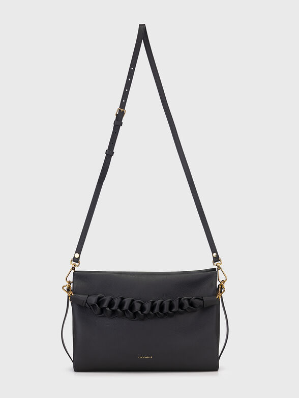 Black leather bag with knitted handle - 2