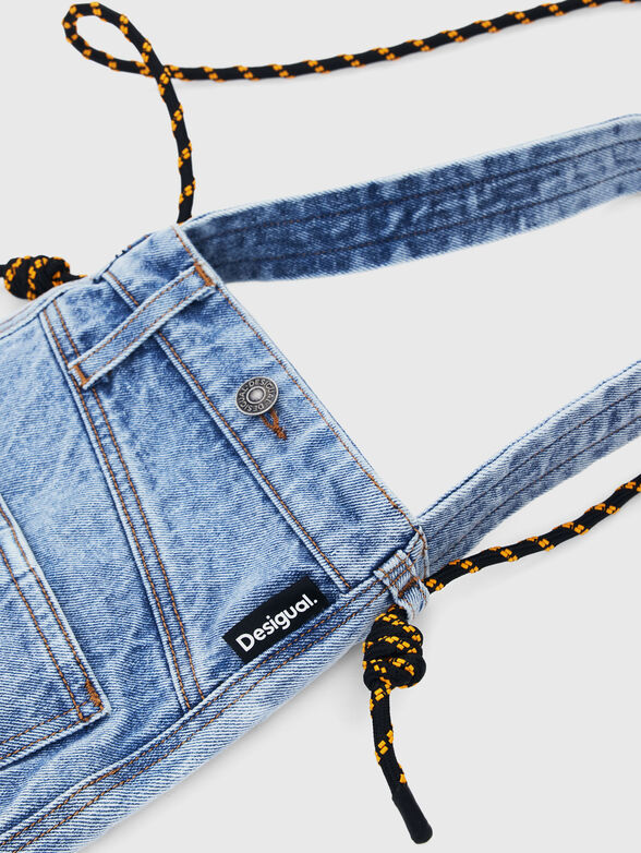 Denim tote bag with accent pockets - 5