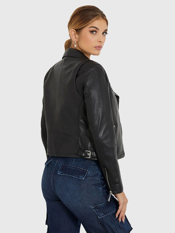 Leather biker jacket  - 3