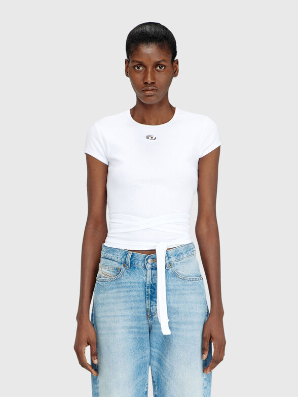 Ribbed T-shirt with wrap around laces - 1
