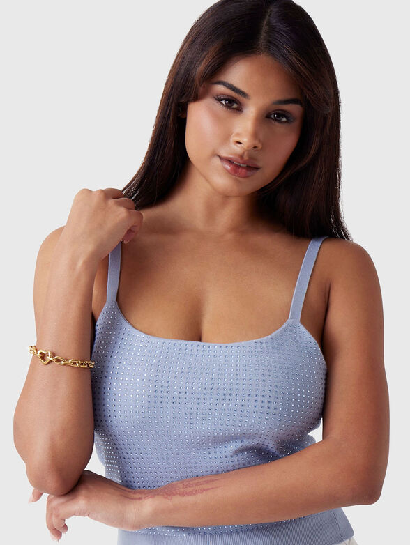 Rhinestones tank top with thin straps - 4