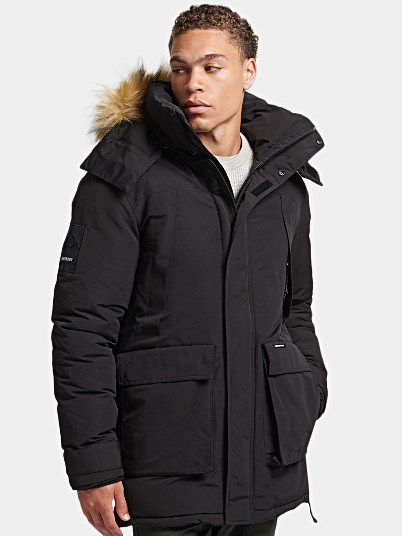 CODE XPD EVEREST black parka with hood brand SUPERDRY Globalbrandsstore en