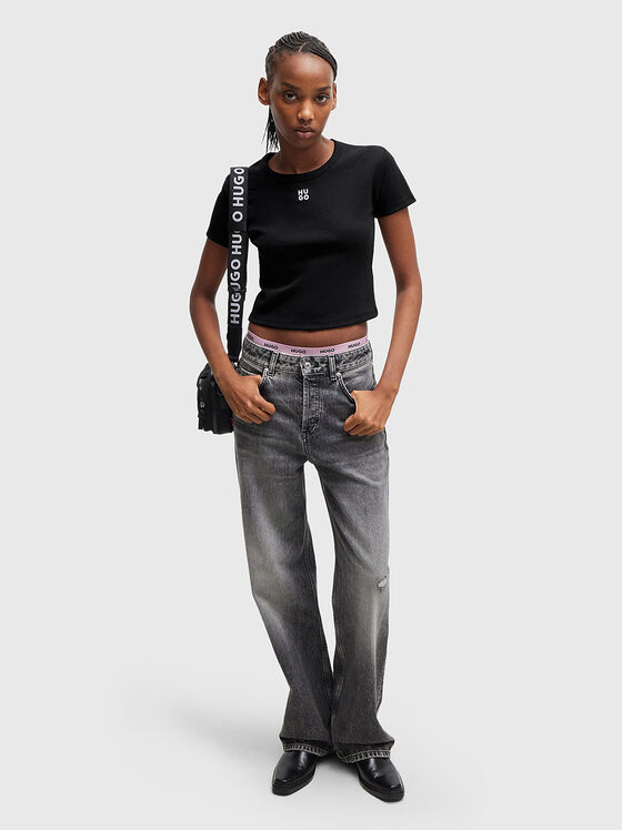 Скъсена тениска с лого - 2