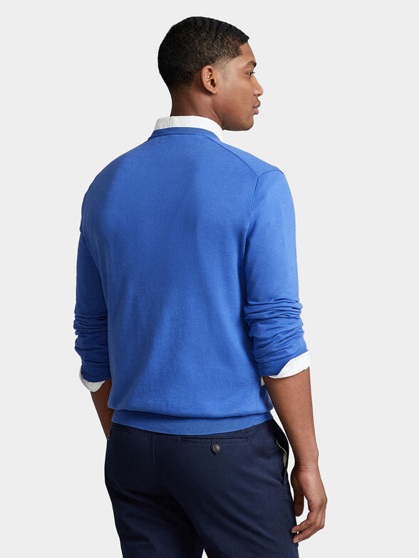 Blue sweater with V-neck - 3