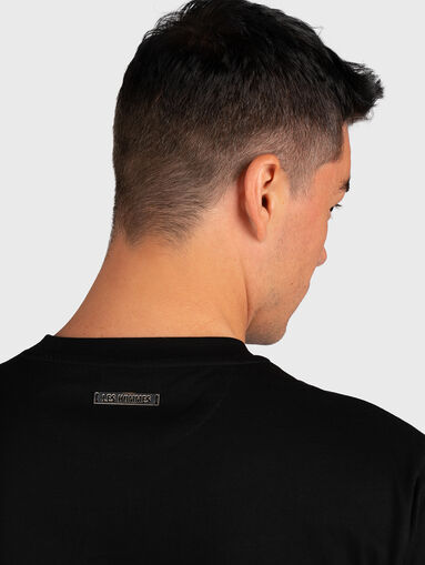 Black cotton T-shirt with print - 5