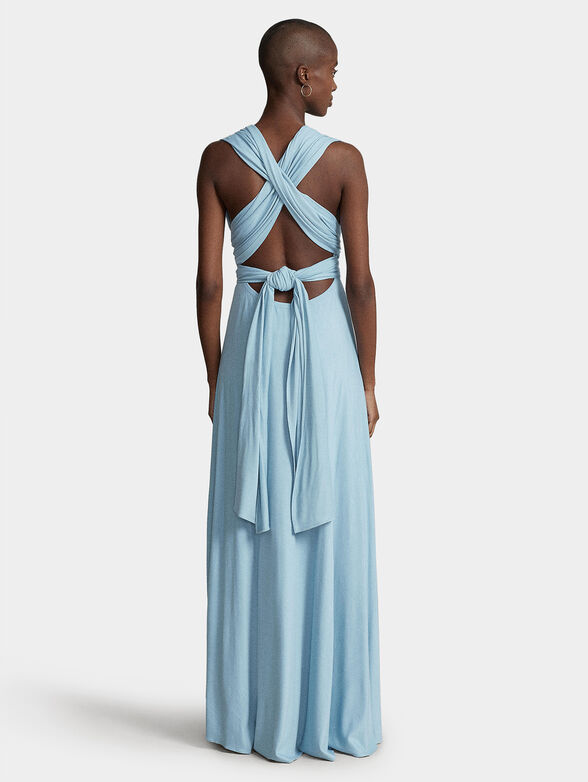 Blue dress with accent back - 2