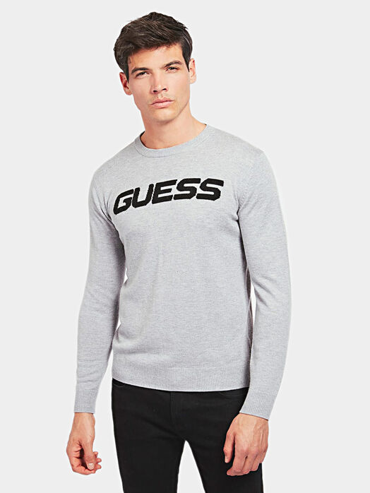 Black sweater with logo lettering