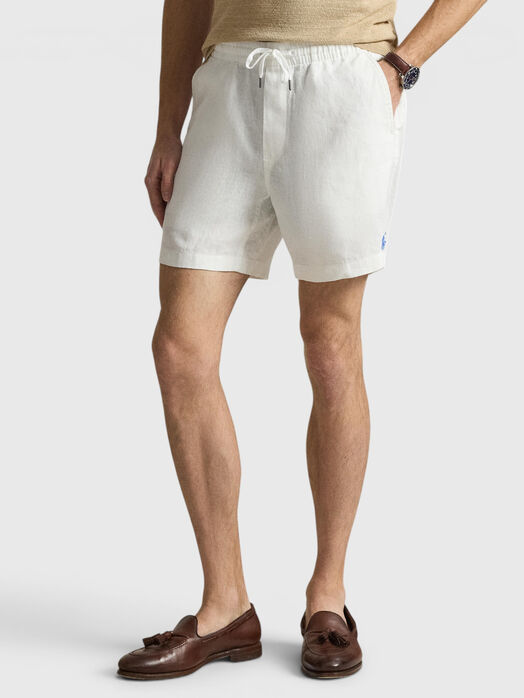 Linen shorts with embroidered logo