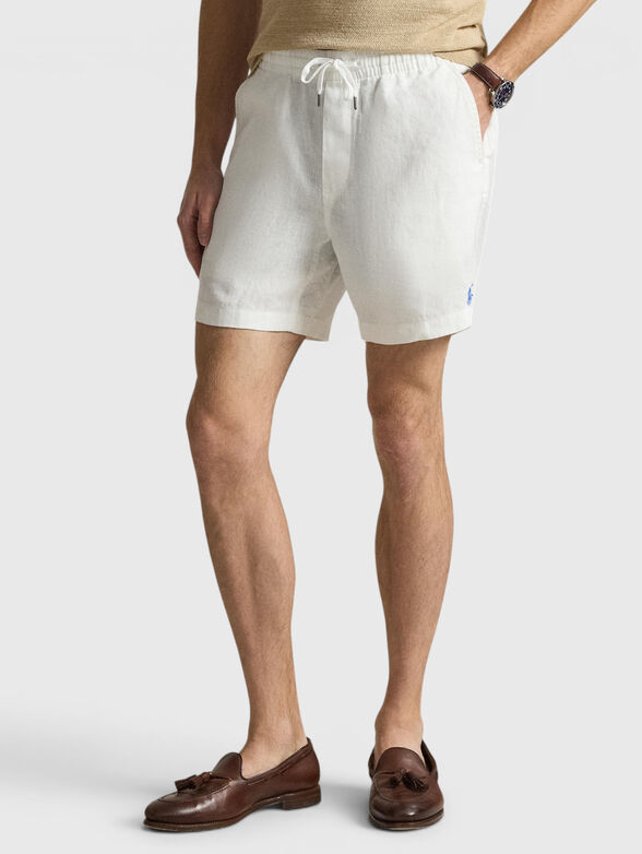 Linen shorts with embroidered logo - 1
