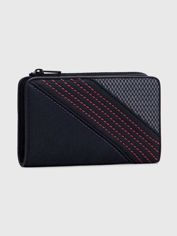 Black wallet with contrast stitching - 2