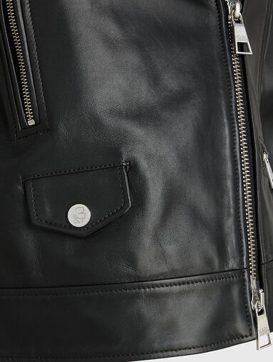 Black leather biker jacket  - 4
