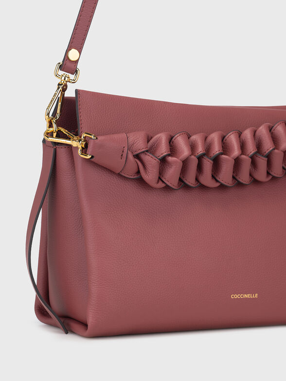 Black leather bag with knitted handle - 5