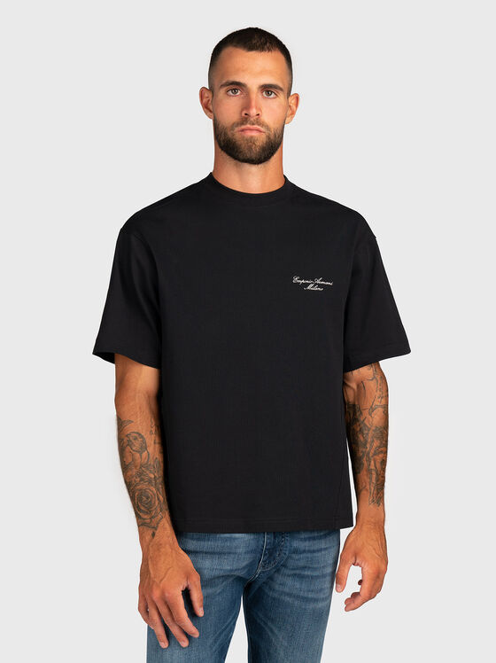 Cotton T-shirt with oval neckline - 1