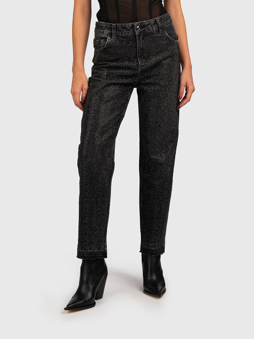 Black jeans with rhinestones