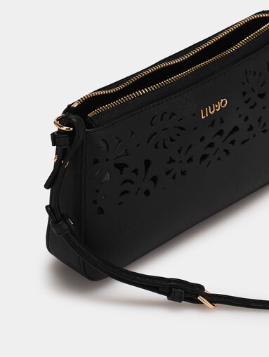 Black crossbody bag with laser perforations - 5