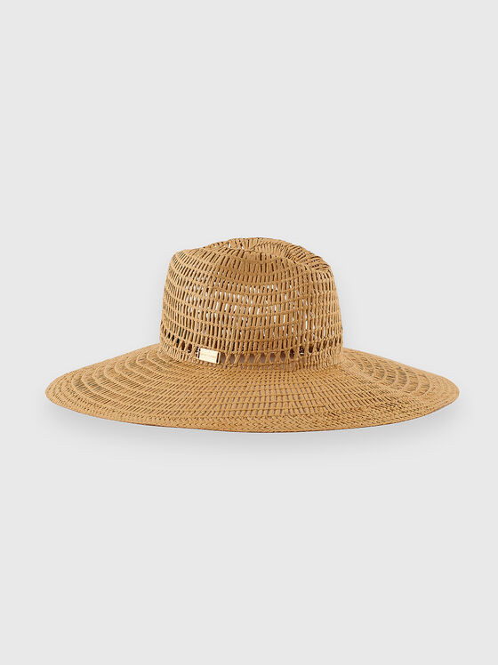Straw hat with gold logo accent - 1