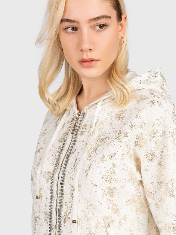 Hooded sweatshirt with applied rhinestones - 4
