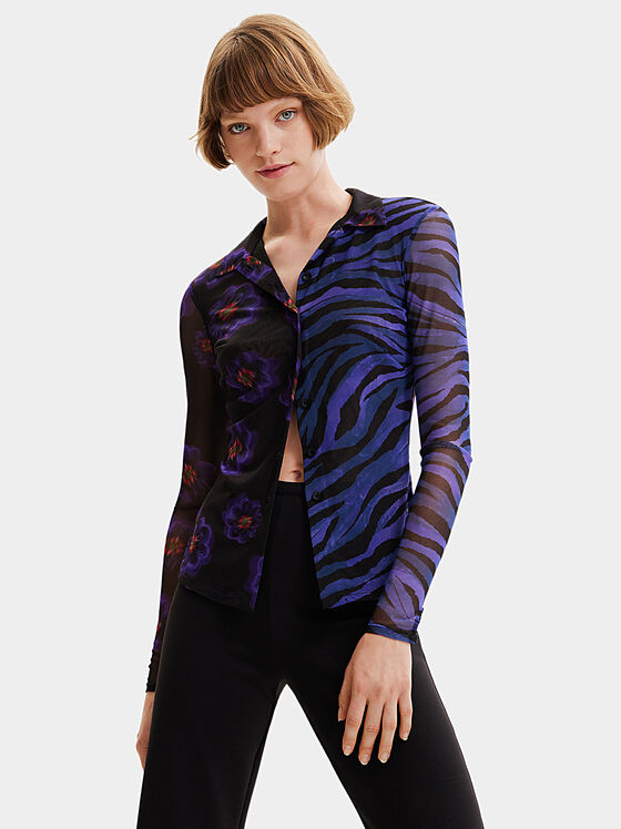 Black shirt with colorful print - 1