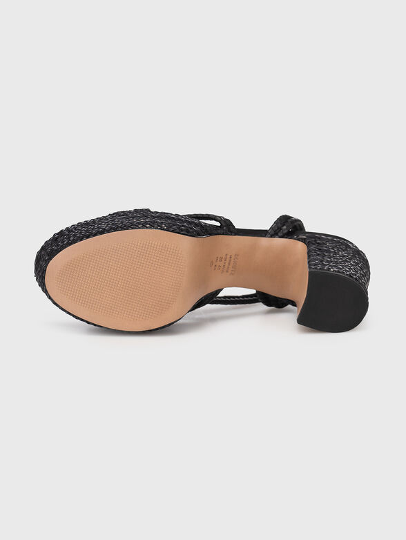 Black nappa leather heeled sandals - 5