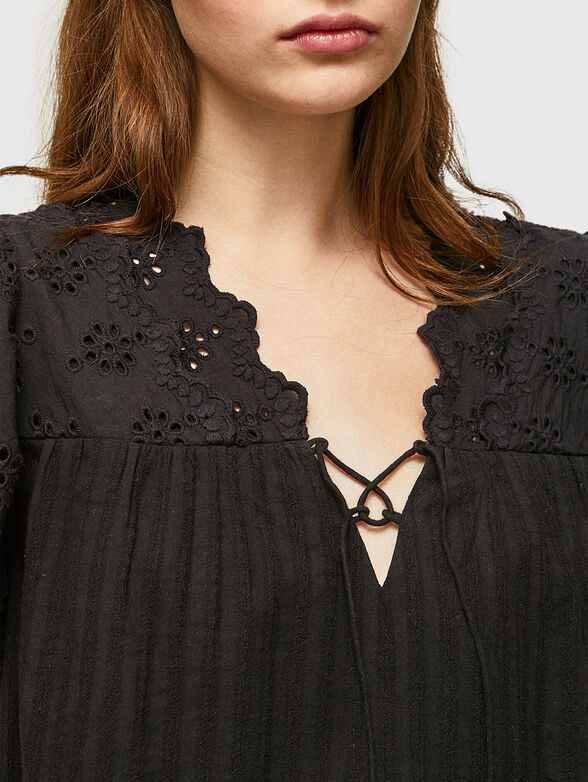 ANAISE black blouse with accent ties  - 4