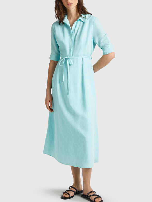 Blue dress of linen and viscose - 4