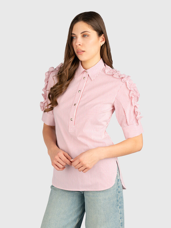 Cotton shirt with accent sleeves - 1