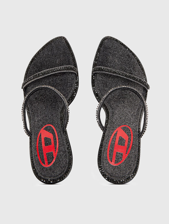 D-HAVANNA SDL heeled mules in rhinestones denim - 6