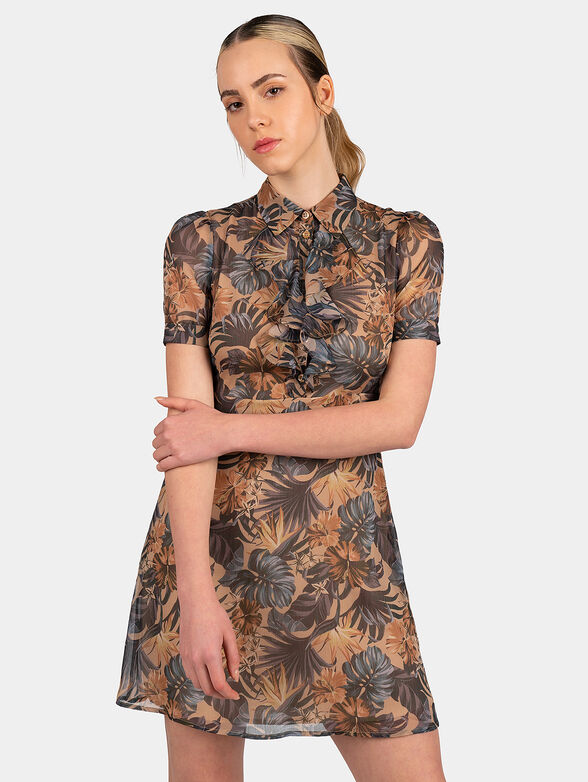 Short dress with floral print - 1