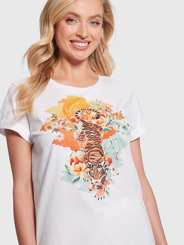 Contrast print T-shirt in cotton  - 4