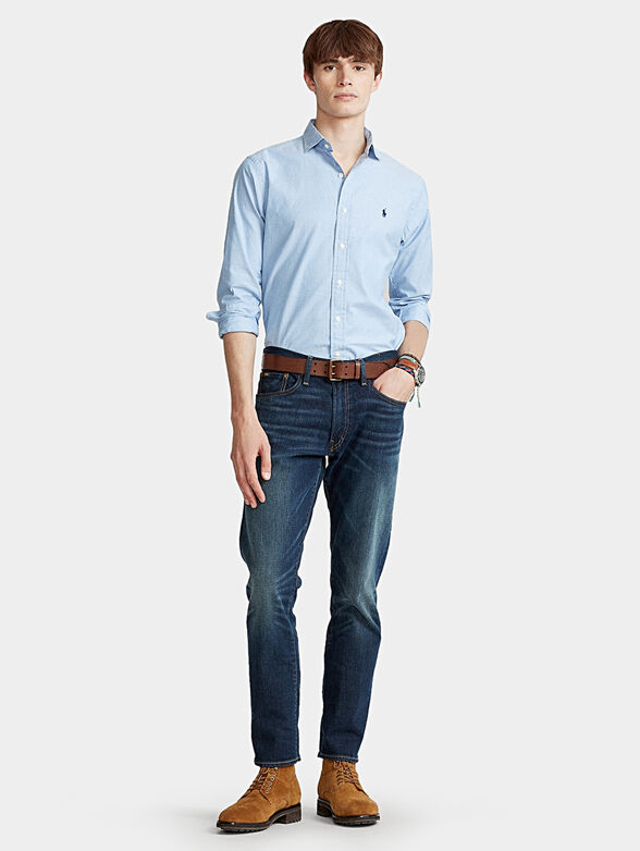 Blue shirt with embroidery logo - 4