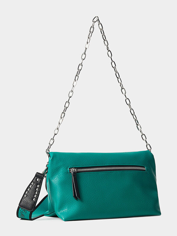 Crossbody bag in green color with zipper - 4