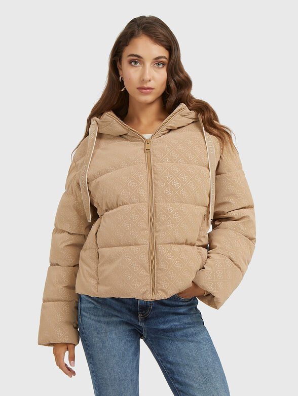 Puffer jacket with monogram logo effect - 1
