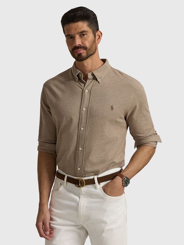 Cotton shirt with embroidered logo - 1