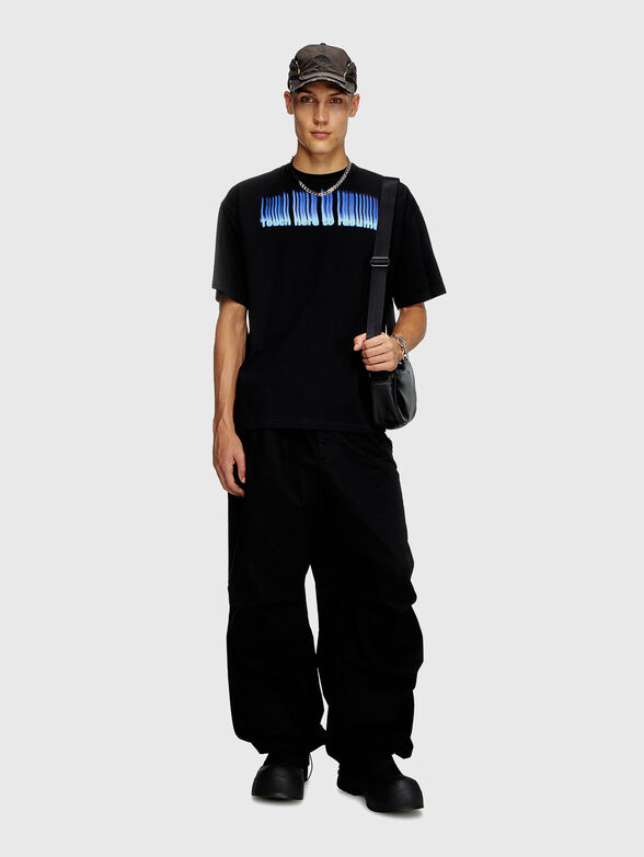 Black cotton T-shirt with print - 2