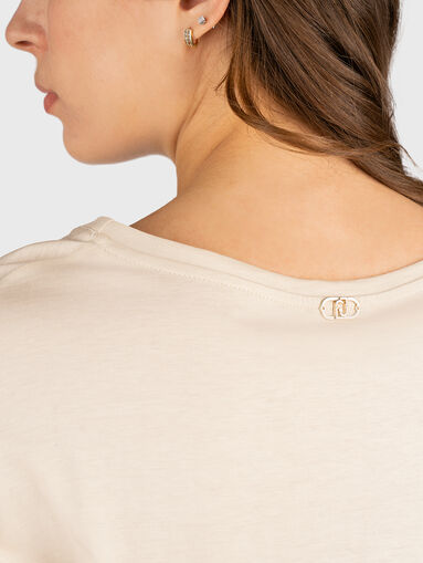 Cotton blouse with accent sleeves - 4