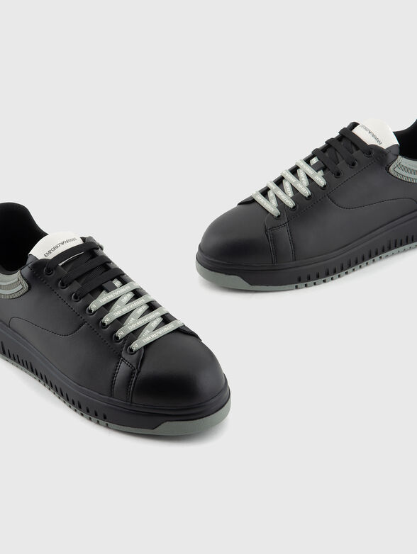 Leather sneakers with logo - 4