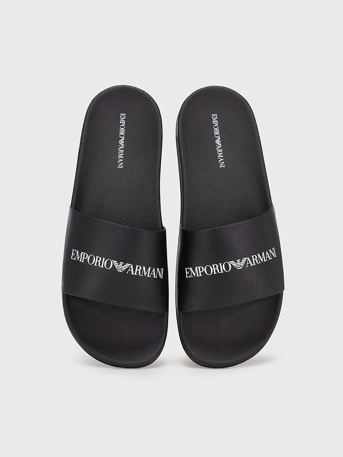 Leather slippers with logo detail brand EMPORIO ARMANI