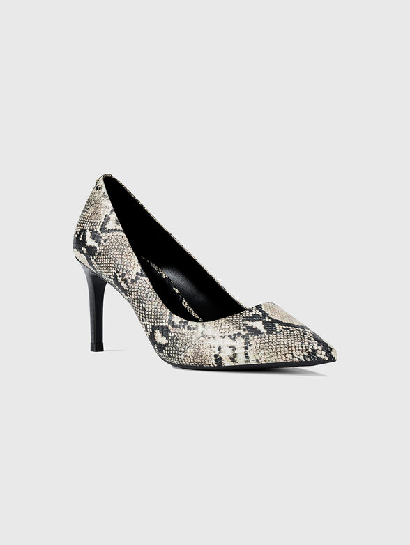 Leather high-heeled shoes with an animal print  - 2