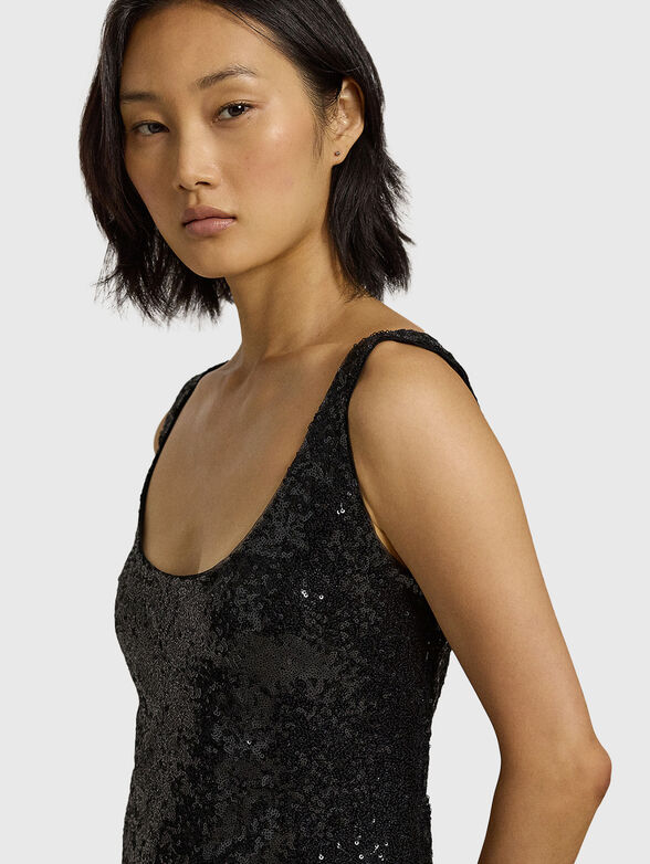 Long black dress with sequins - 4