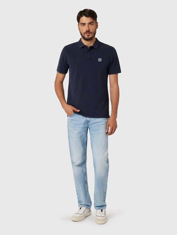 Beige cotton polo shirt with logo patch - 2