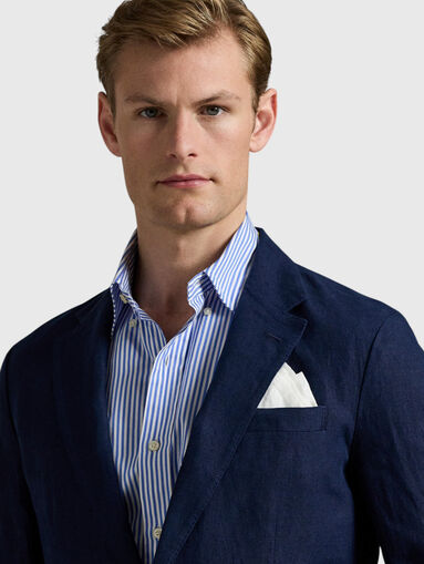 Dark blue linen jacket - 4