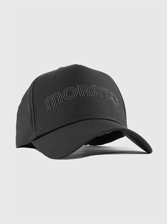 Черна шапка с лого принт - 1