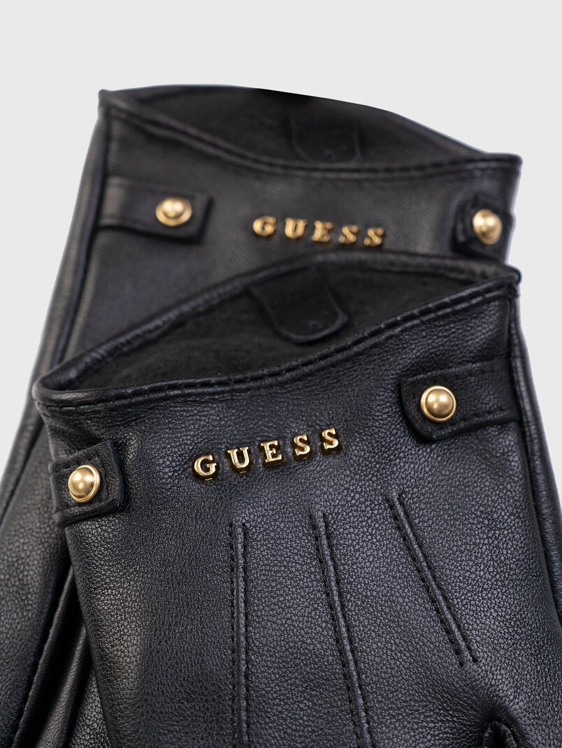 ISA leather gloves with metal logo  - 3