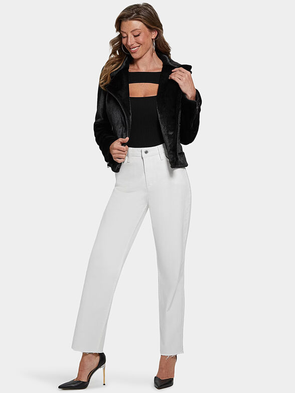 LAVINIA biker jacket with faux fur texture - 2