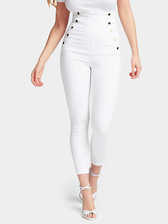 White skinny denim pant with high waist - 1