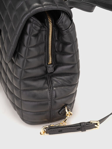 Leather backpack with quilted effect - 4